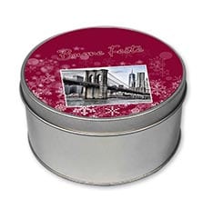 Scatola di latta tonda Red Christmas