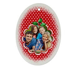 Decorazioni Natalizie ceramica ovale Bacche natalizie