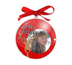 Palla di Natale tonda Renna merry christmas