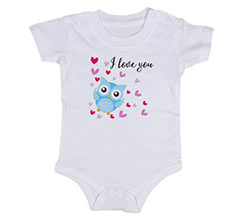 Body neonato con bottoncini Gufo con cuori