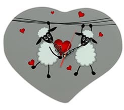 Orologio Cuore Vetro 36x28 Sweet sheeps