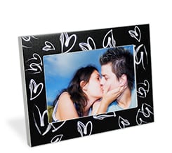 Cornice Foto Nera Cuori Bianchi