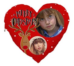 Cuscino Artigianale cuore Renna merry christmas