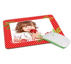 Tappetino Mouse in Legno Rettangolare Rosso pois