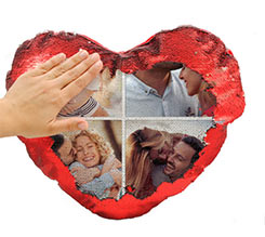 Cuscino cuore con paillettes Collage