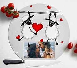 Tagliere rotondo in vetro Sweet sheeps