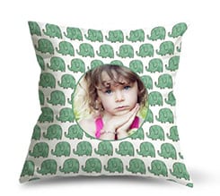 Cuscino in Tessuto Scamosciato Elefantini verdi