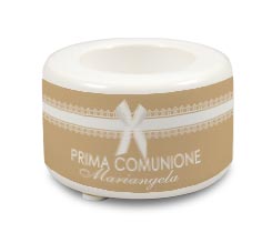 Portacandela in ceramica Nastro bianco