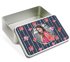 Scatola di latta rettangolare Blue shabby