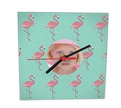 Orologio in vetro quadrato Fenicotteri rosa