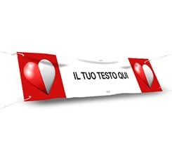 Striscione 150x30 Cuore bianco rosso
