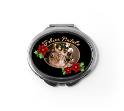 Specchietto ovale natalizio con foto e grafica