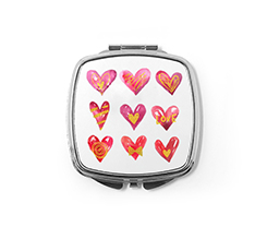 Specchietto quadrato da borsetta Different hearts