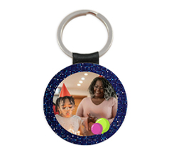 Portachiavi Rotondo Pelle con foto e grafica per compleanno