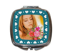 Specchietto quadrato da borsetta Cornice di cuori