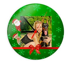 Orologio tondo in vetro Babbo con renna