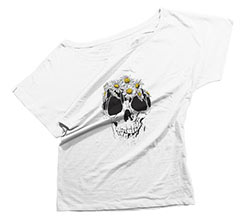 T-shirt donna scollo largo Teschio