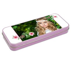 Astuccio portapenne in metallo Flowers