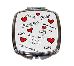 Specchietto quadrato da borsetta Love