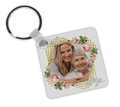 Portachiavi quadrato in legno Citazione mamma