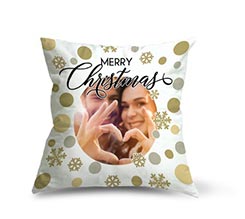 Cuscino in Tessuto Scamosciato Pois dorati natalizi