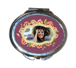 Specchietto ovale da borsetta Purple flowers