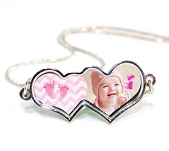 Collana ciondolo con due cuori Pink