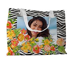 Borsa mare Zebrato con fiori