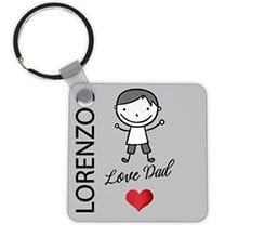 Portachiavi quadrato in legno Love dad guy