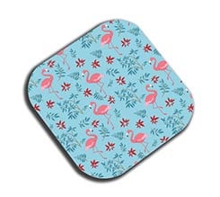 Sottobicchiere masonite quadrato Fenicotteri con fiori