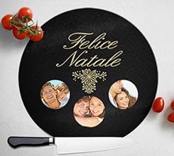 Tagliere rotondo in vetro Cerchi collage