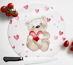 Tagliere rotondo in vetro Sweet teddy bear