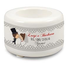 Portacandela in ceramica Just married