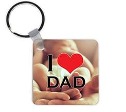 Portachiavi quadrato in legno I love dad
