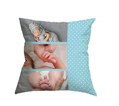 Collage Bimbo 3 Riquadri su Cuscino in Pile