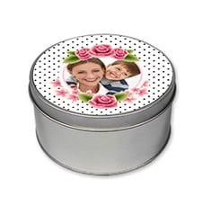 Scatola di latta tonda Cornice di rose