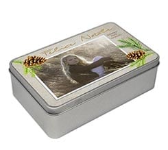 Scatola di latta rettangolare Pine cone