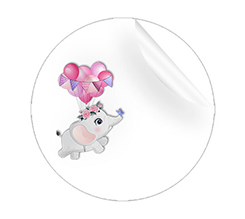 Adesivi rotondi grandi elefantino rosa