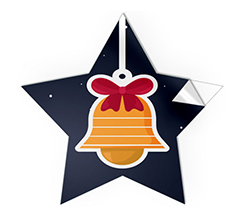Adesivo stella grafica etichetta natalizia con campana