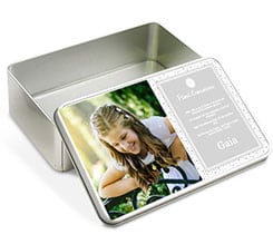 Scatola latta rettangolare Pois Communion