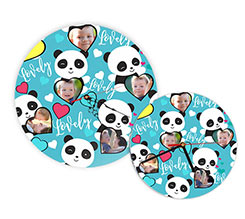 Orologio in legno rotondo Lovely panda