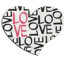 Puzzle cuore masonite A4 Love words