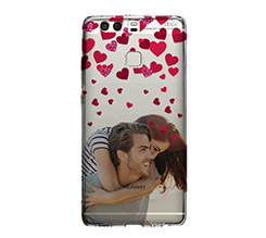 Cover trasparente Huawei P9 Glitter hearts
