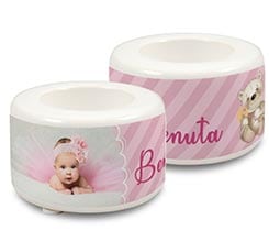 Portacandela in ceramica Orsetto rosa