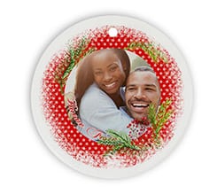 Decorazioni Natalizie ceramica tonda Bacche natalizie