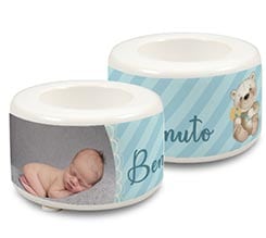 Portacandela in ceramica Orsetto blu