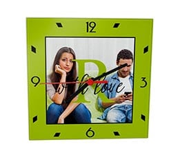 Orologio Quadrato in Vetro Cornice verde