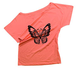 T-shirt donna scollo largo Farfalla