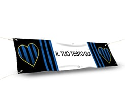 Striscione personalizzato 150x30 Cuore nero azzurro