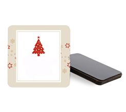 Calamita quadrata in legno Fantasia di Natale